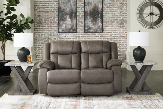 Cassel Furniture Outlet - Ashley Furniture - First Base Living Room - Reclining Sofa / Gunmetal - 6880488