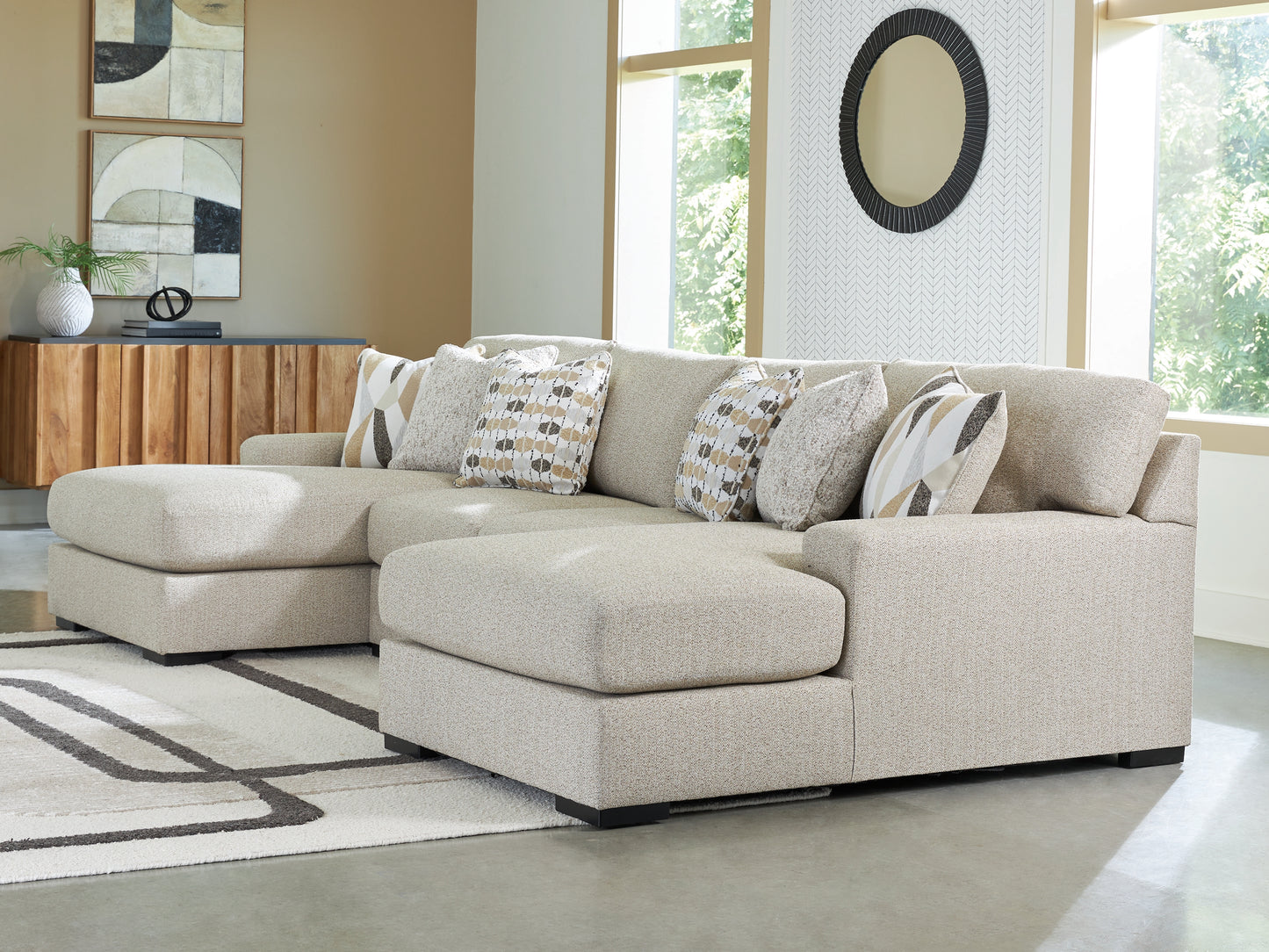 Cassel Furniture Outlet - Ashley Furniture - Laurelgrove Sectional - RAF 3-Piece Double Chaise Sectional / Pebble - 75105S7