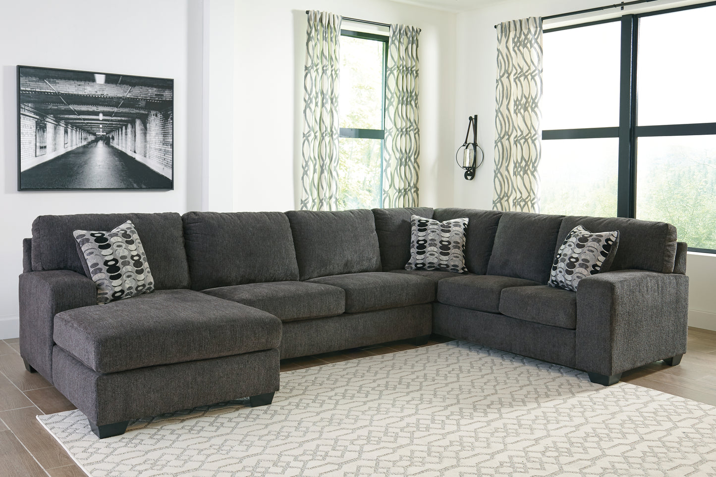 Cassel Furniture Outlet - Ashley Furniture - Ballinasloe Sectional - RAF 3-Piece Sectional with Chaise / Smoke - 80703S1