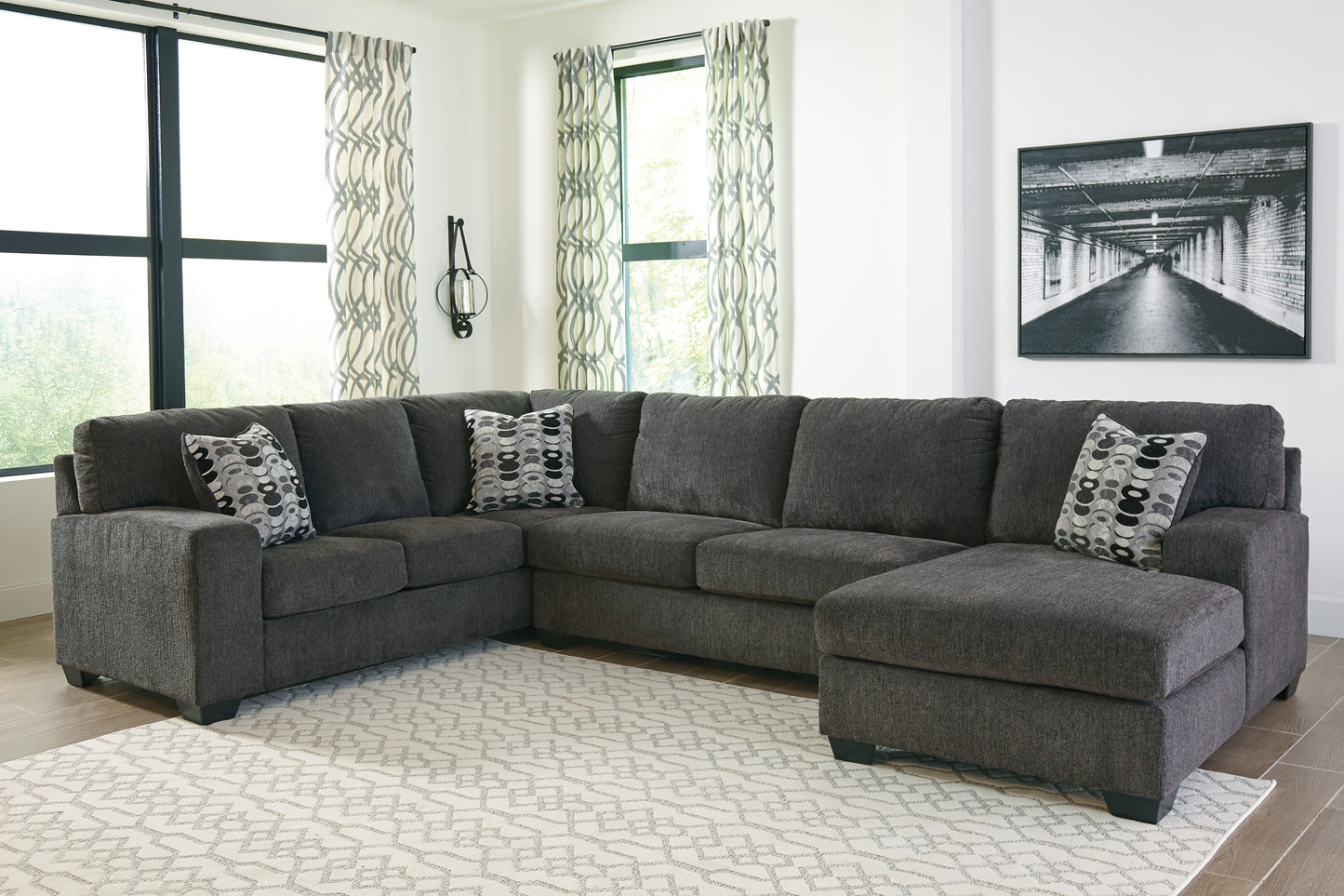 Cassel Furniture Outlet - Ashley Furniture - Ballinasloe Sectional - LAF 3-Piece Sectional with Chaise / Smoke - 80703S2