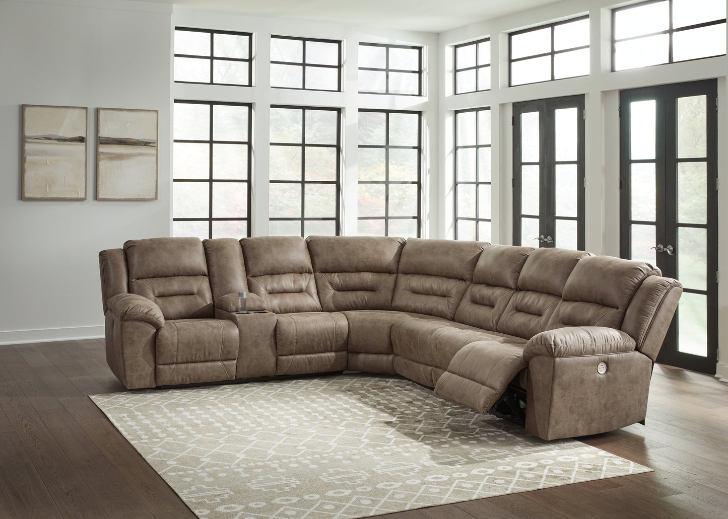 Cassel Furniture Outlet - Ashley Furniture - Ravenel Sectional - 4-Piece Power Reclining Sectional / Fossil - 83106S3