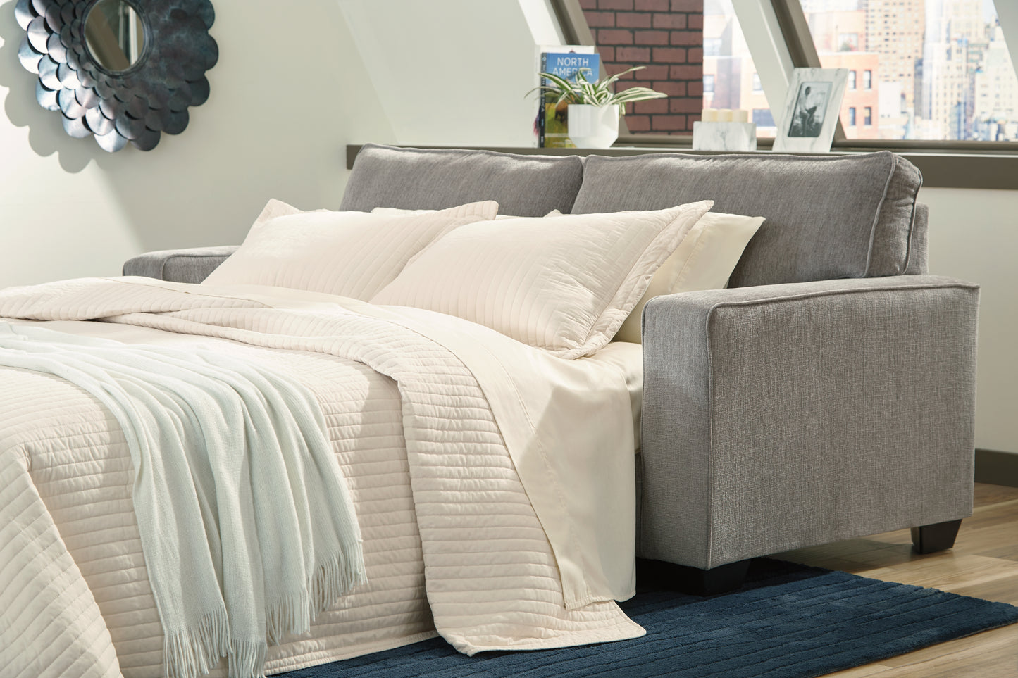 Cassel Furniture Outlet - Ashley Furniture - Altari Living Room - Queen Sofa Sleeper / Alloy - 8721439