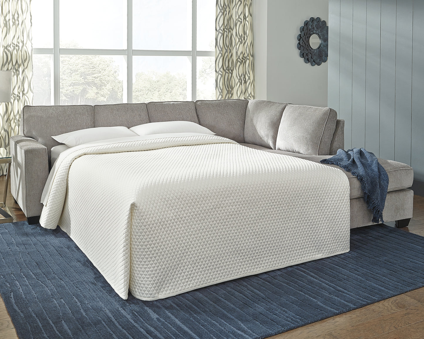 Cassel Furniture Outlet - Ashley Furniture - Altari Sectional - 2-Piece Sleeper Sectional with Chaise / Alloy - 87214S3
