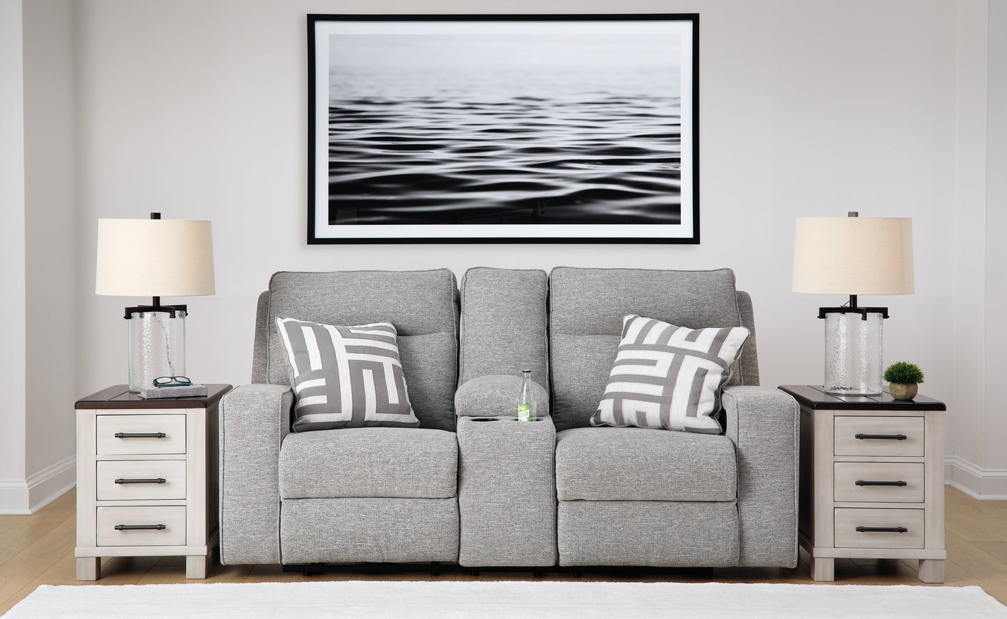 Cassel Furniture Outlet - Ashley Furniture - Biscoe Living Room - PWR REC Loveseat/CON/ADJ HDRST / Pewter - 9050318