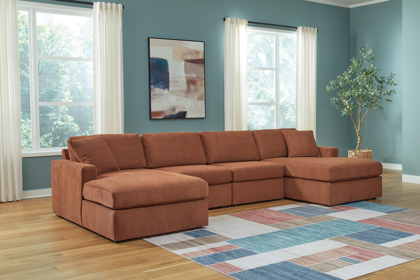 Cassel Furniture Outlet - Ashley Furniture - Modmax Sectional - RAF 4-Piece Sectional with Chaise / Spice - 92102S19