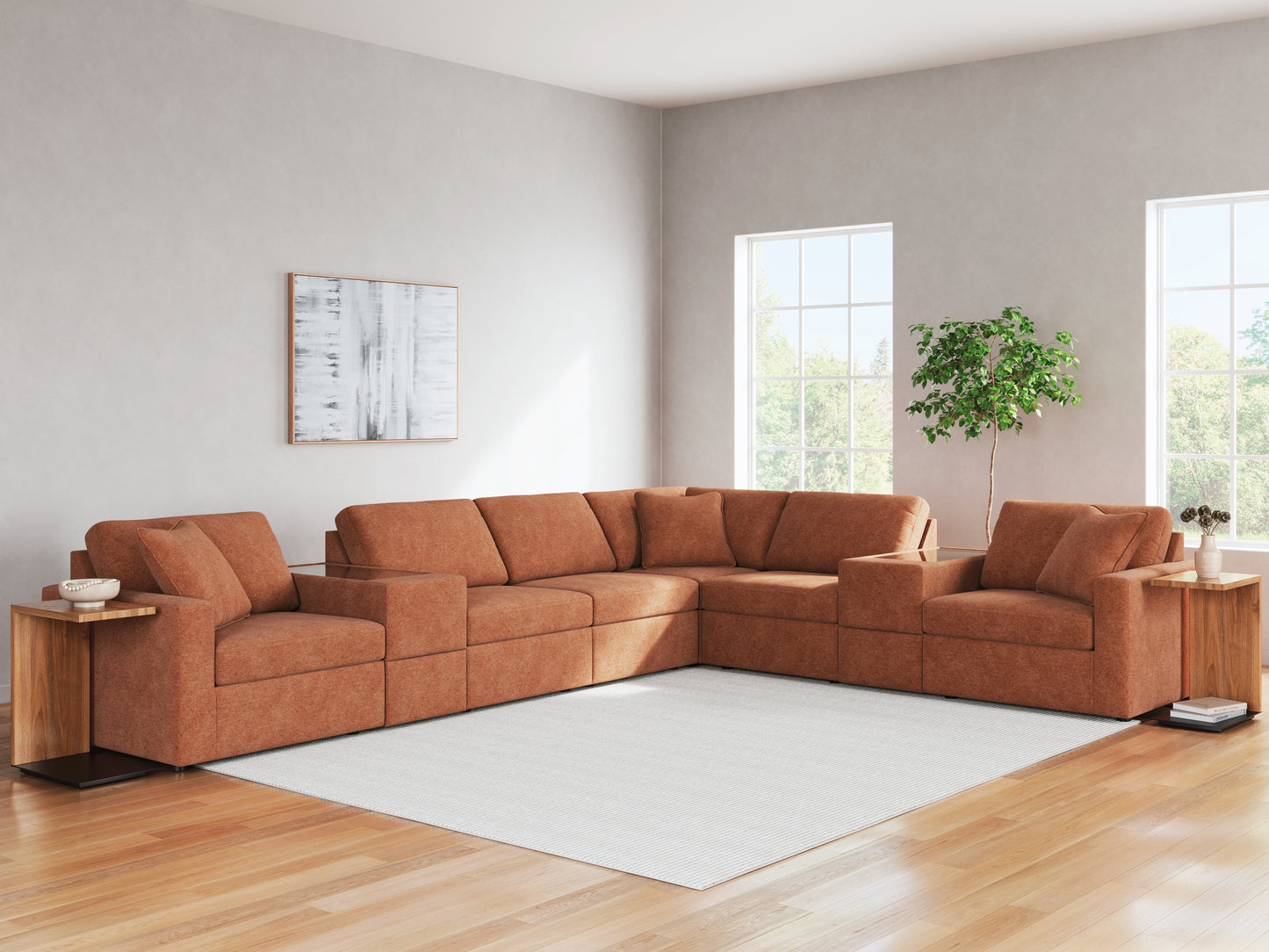 Cassel Furniture Outlet - Ashley Furniture - Modmax Sectional - RAF 8-Piece Sectional / Spice - 92102S11
