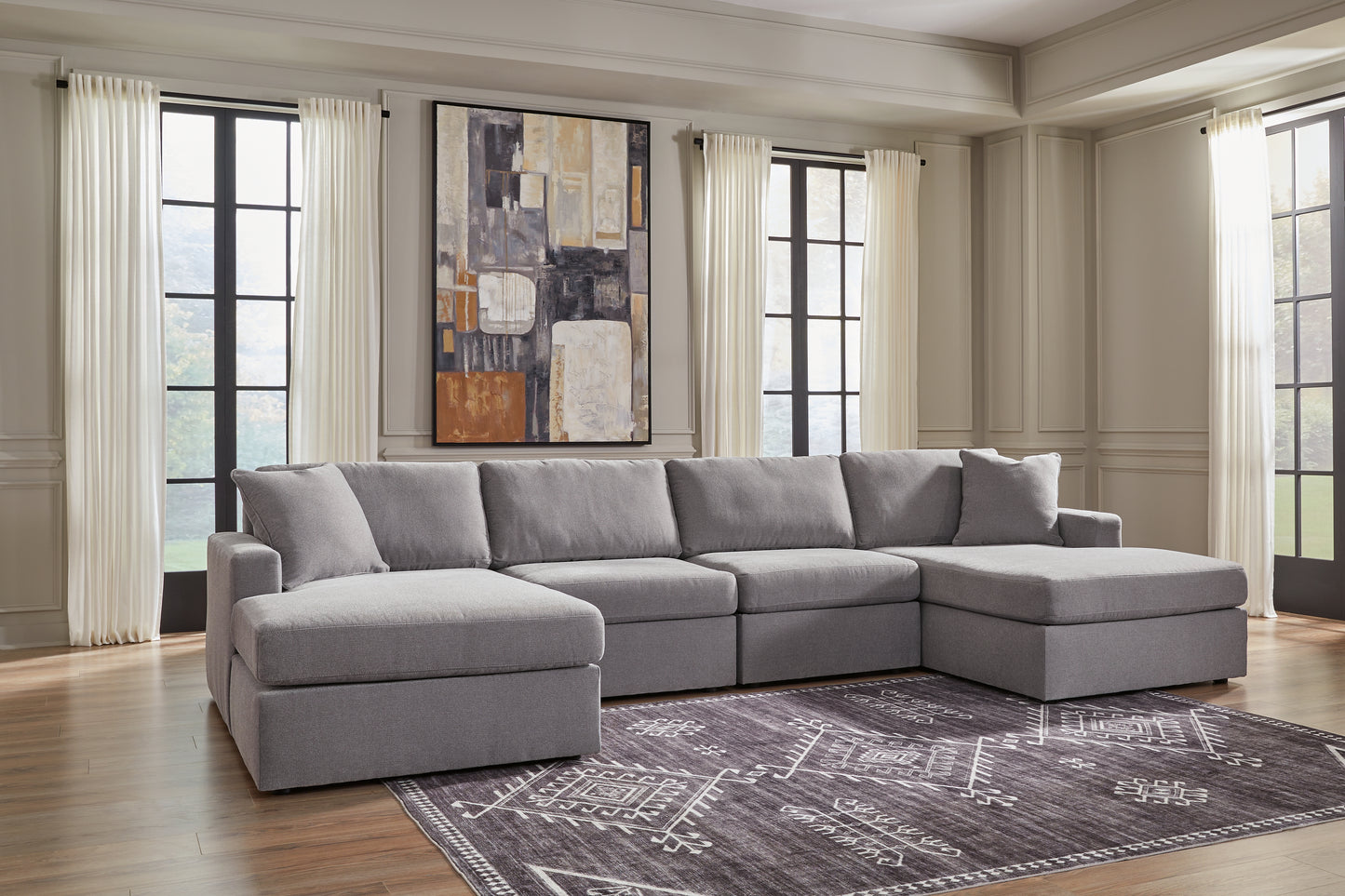 Cassel Furniture Outlet - Ashley Furniture - Modmax Sectional - RAF 4-Piece Sectional with Chaise / Granite - 92104S19