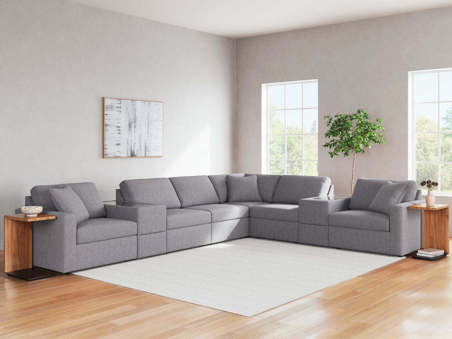 Cassel Furniture Outlet - Ashley Furniture - Modmax Sectional - RAF 8-Piece Sectional / Granite - 92104S11