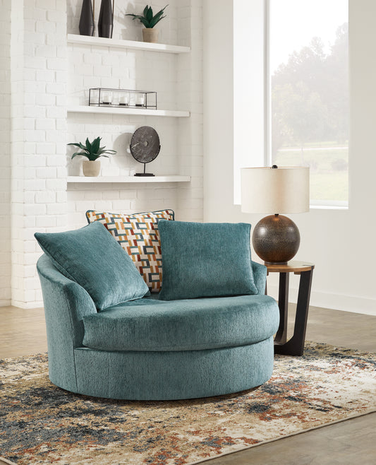 Cassel Furniture Outlet - Ashley Furniture - Laylabrook Living Room - Oversized Swivel Accent Chair / Teal - 9220621