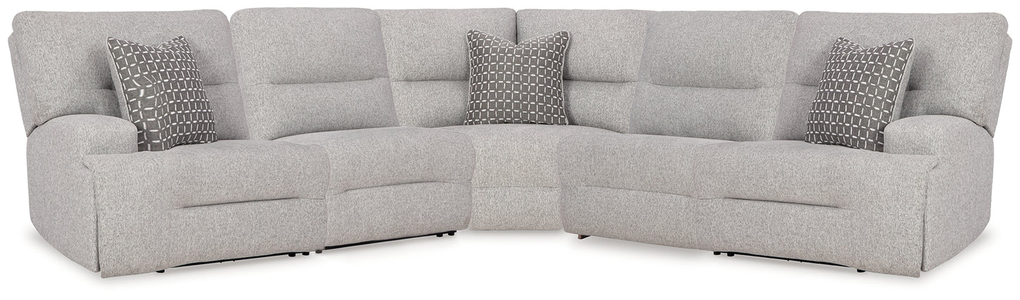 Cassel Furniture Outlet - Ashley Furniture - Acklen Place Sectional - 5-Piece Power Reclining Sectional / Pewter - 93605S3