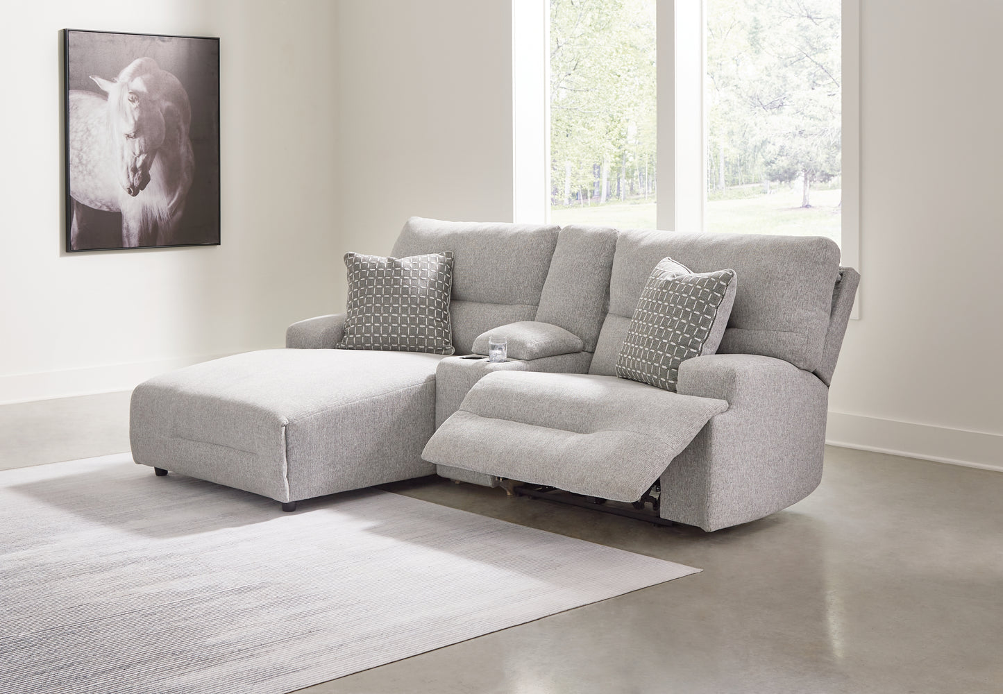 Cassel Furniture Outlet - Ashley Furniture - Acklen Place Sectional - 3-Piece Power Reclining Sectional Sofa with Chaise / Pewter - 93605S5