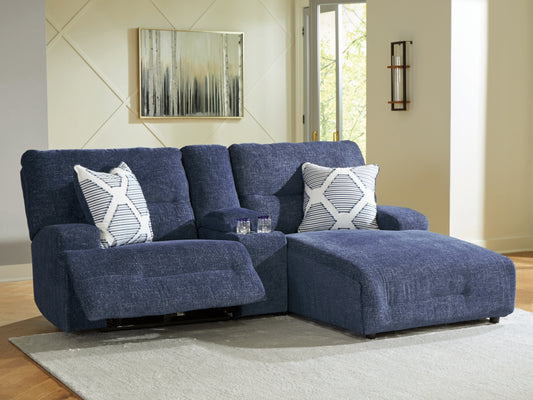 Cassel Furniture Outlet - Ashley Furniture - Acklen Place Sectional - 2-Piece Power Reclining Sectional / Navy - 93607S16