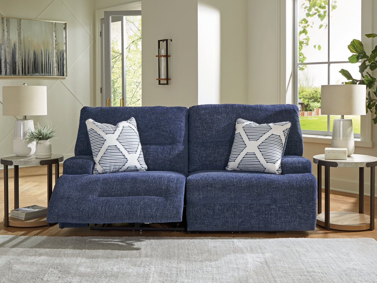 Cassel Furniture Outlet - Ashley Furniture - Acklen Place Sectional - 2-Piece Power Reclining Sectional / Navy - 93607S16