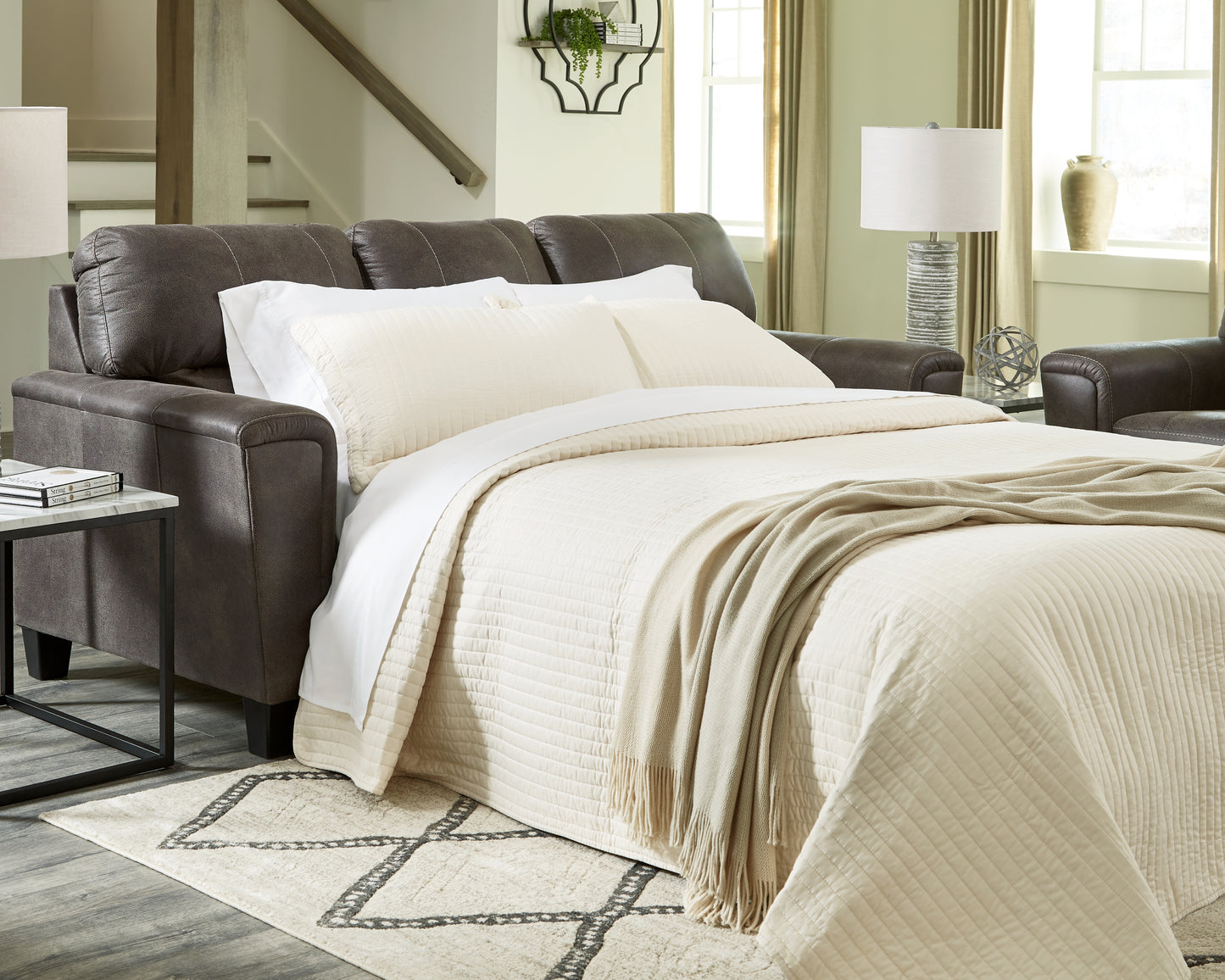 Cassel Furniture Outlet - Ashley Furniture - Navi Living Room - Queen Sofa Sleeper / Smoke - 9400239