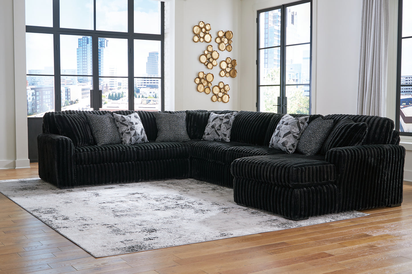 Cassel Furniture Outlet - Ashley Furniture - Midnight-Madness Sectional - LAF 4-Piece Sectional with Chaise / Onyx - 98103S3