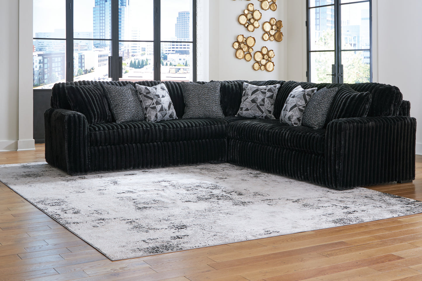 Cassel Furniture Outlet - Ashley Furniture - Midnight-Madness Sectional - LAF 3-Piece Sectional / Onyx - 98103S6