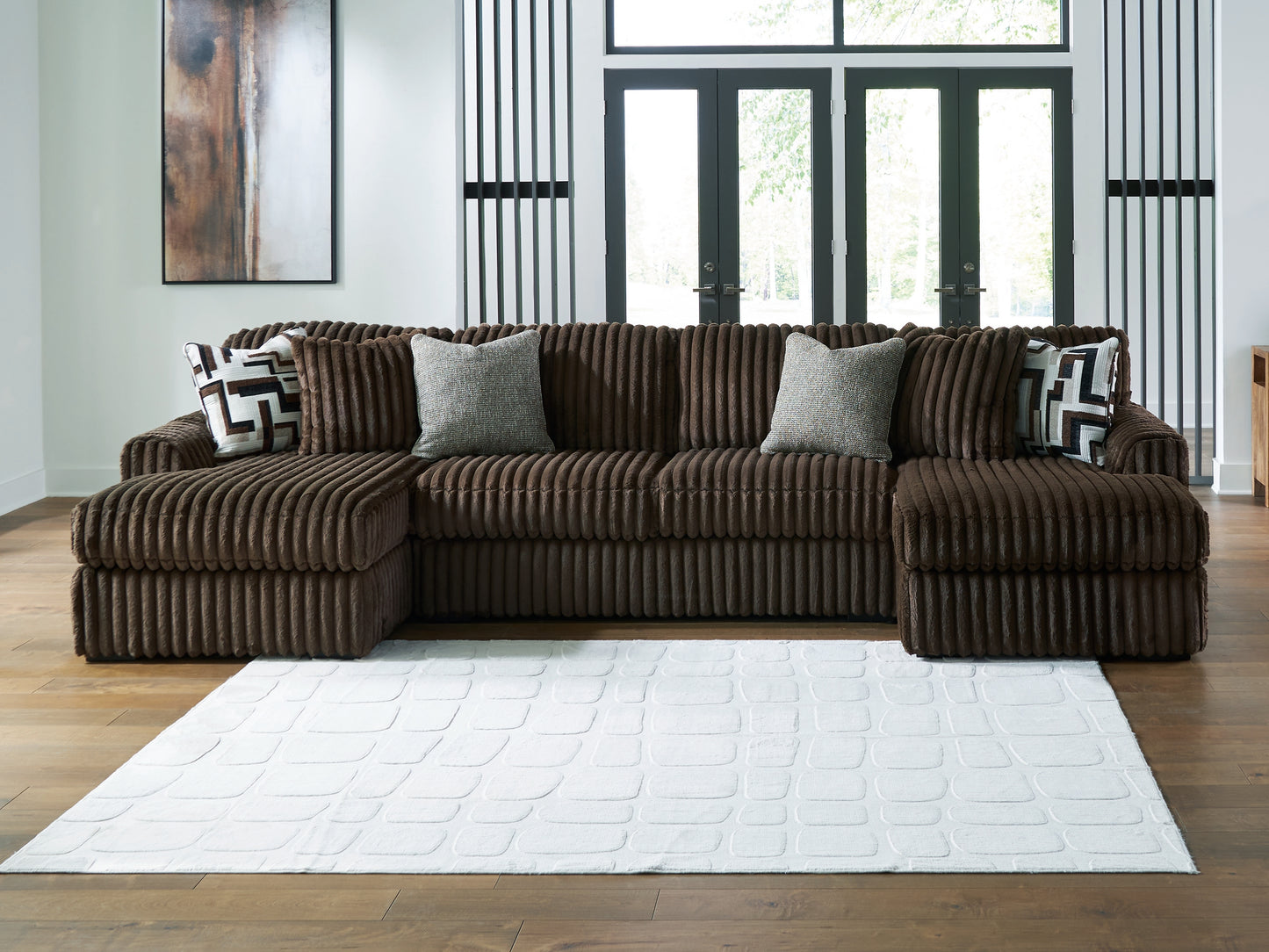 Cassel Furniture Outlet - Ashley Furniture - Midnight-Madness Sectional - RAF 3-Piece Sectional with Chaise / Chocolate - 98104S5