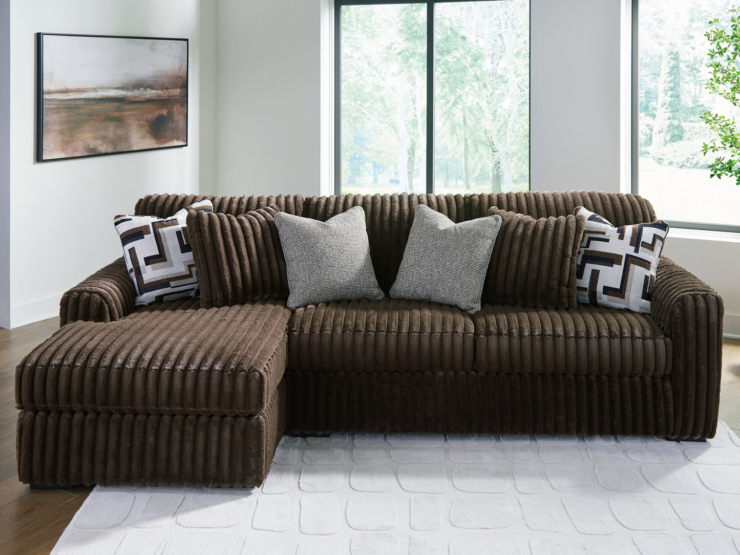 Cassel Furniture Outlet - Ashley Furniture - Midnight-Madness Sectional - RAF 2-Piece Sectional Sofa with Chaise / Chocolate - 98104S1