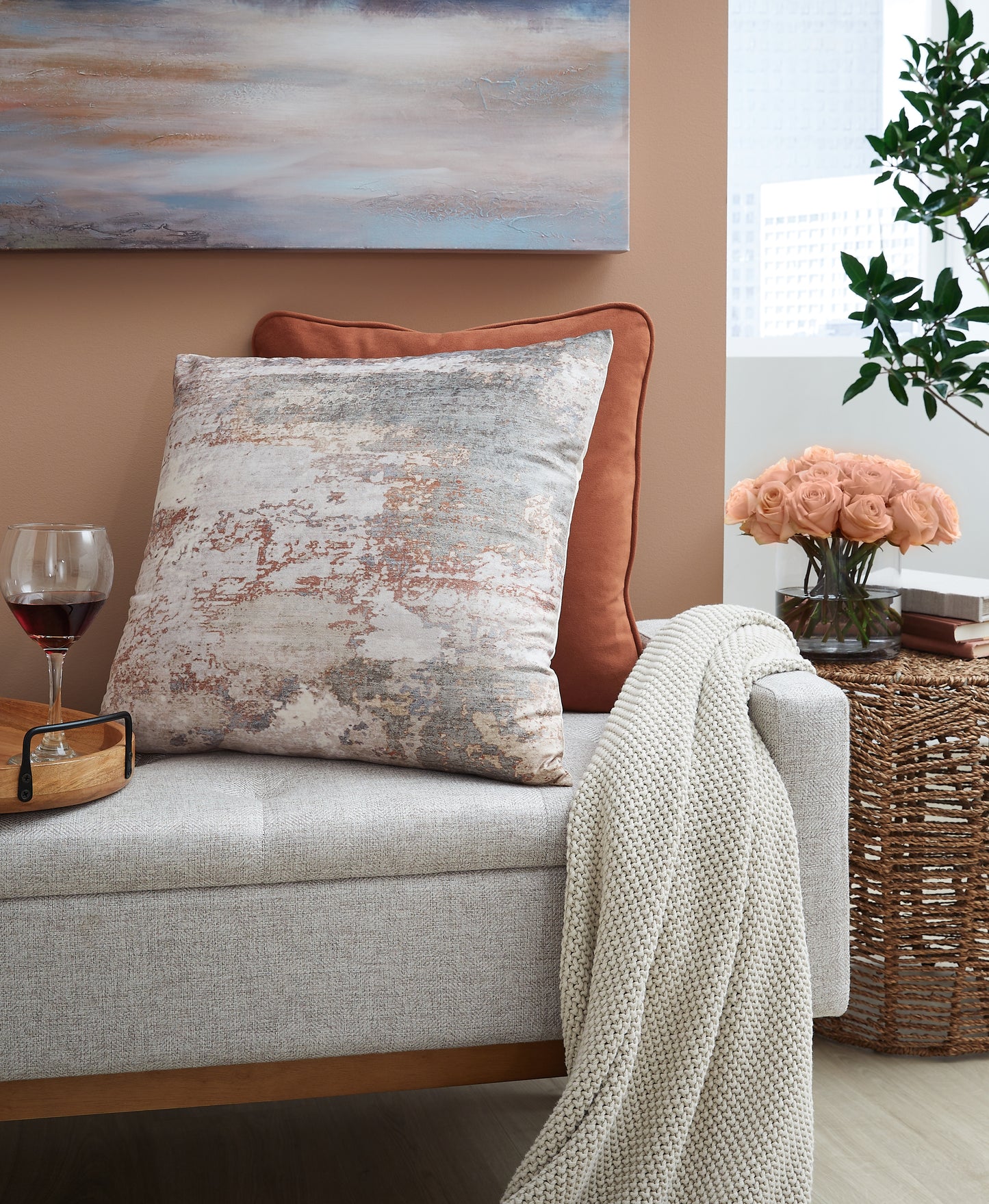 Cassel Furniture Outlet - Ashley Furniture - Edinfielders Pillows - Pillow (4/CS) / Cream/Gray/Rust - A1001094