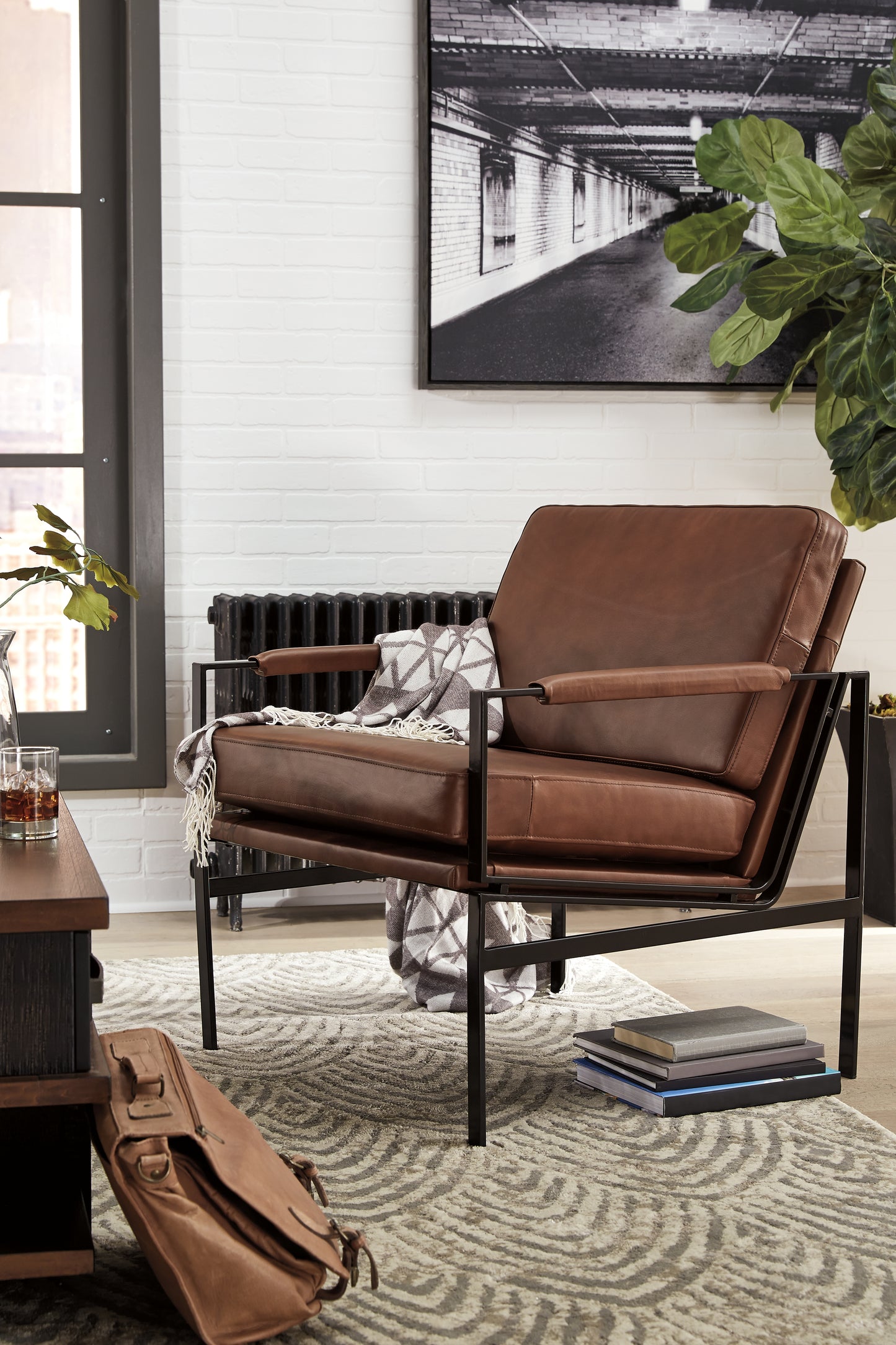 Cassel Furniture Outlet - Ashley Furniture - Puckman Accent Chair - Accent Chair / Brown/Silver Finish - A3000193