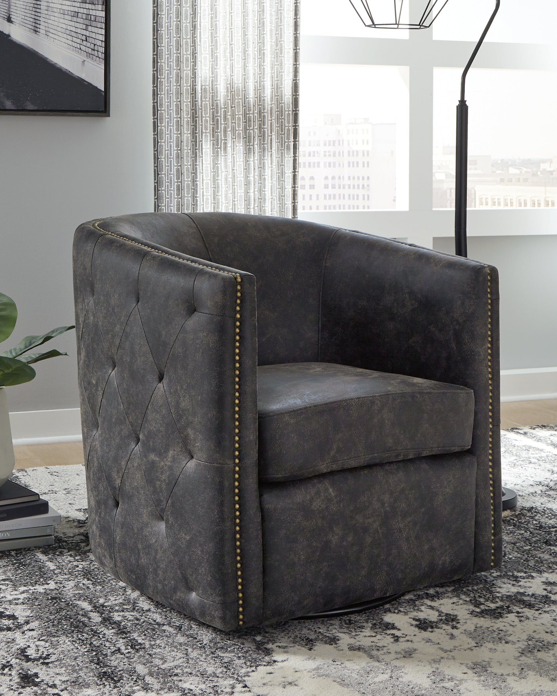 Cassel Furniture Outlet - Ashley Furniture - Brentlow Swivel Accent Chair - Swivel Accent Chair / Granite - A3000741