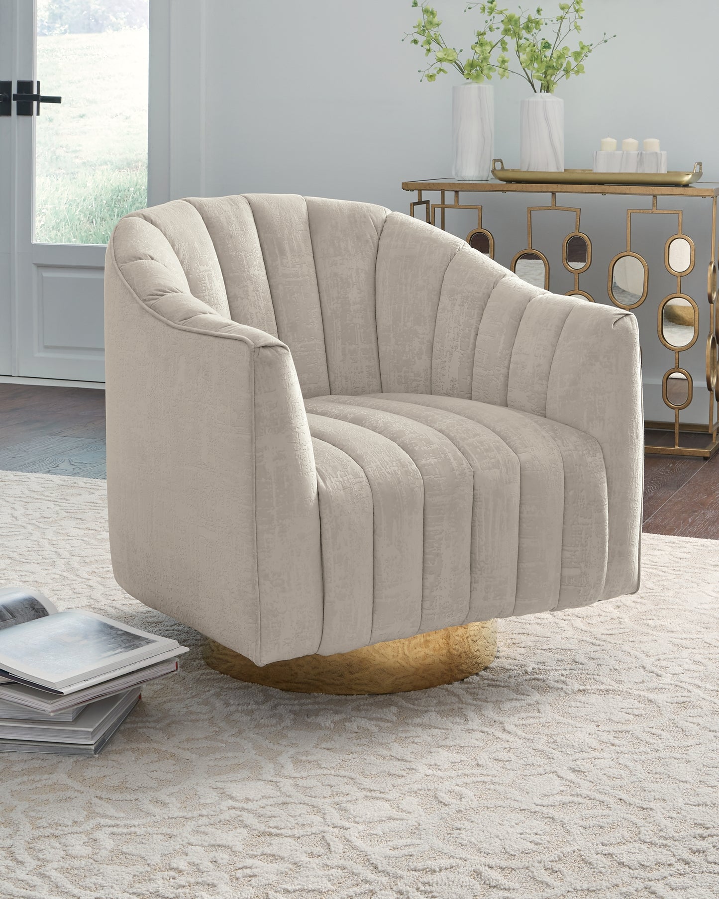 Cassel Furniture Outlet - Ashley Furniture - Penzlin Accent Chair - Swivel Accent Chair / Pearl - A3000241
