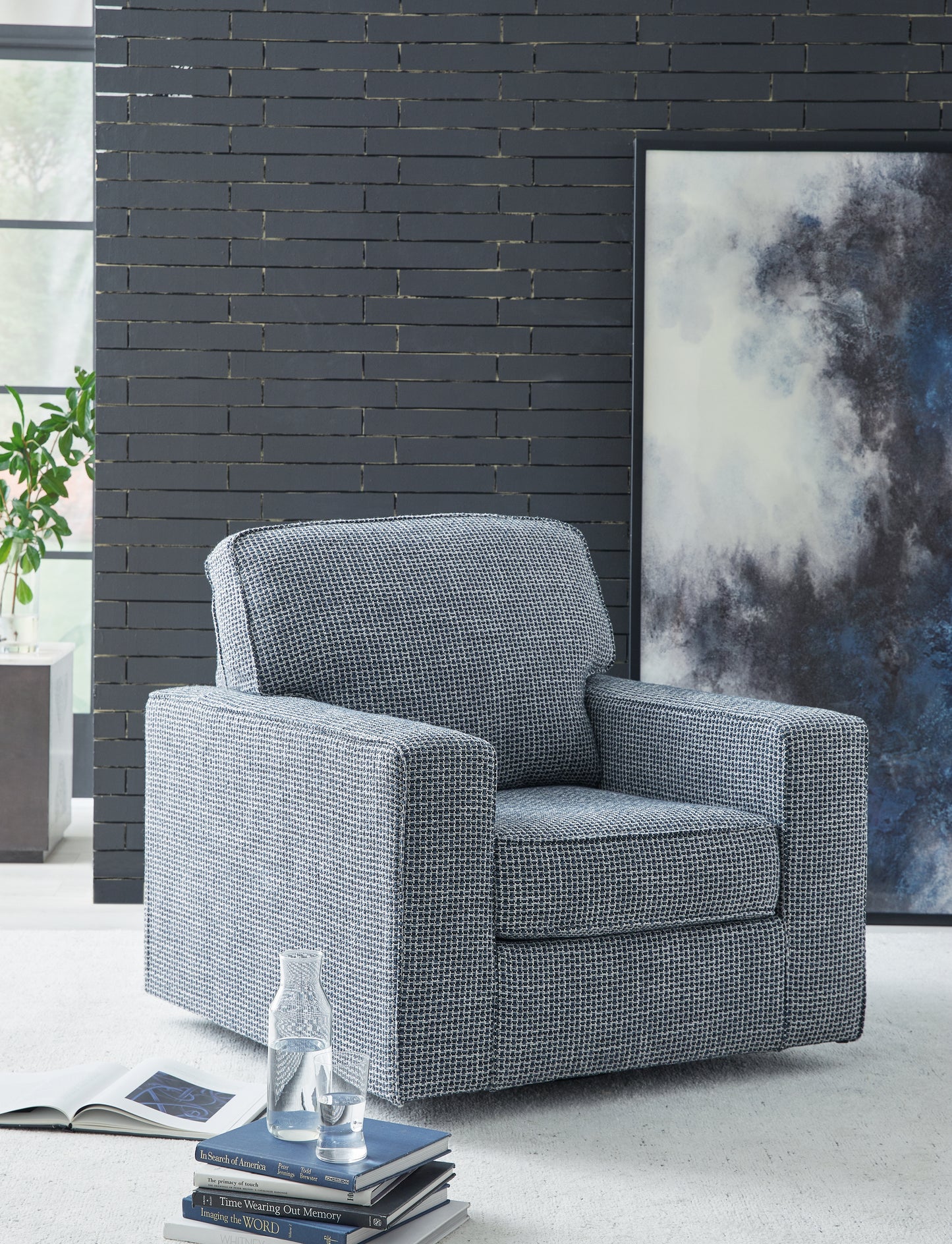 Cassel Furniture Outlet - Ashley Furniture - Olwenburg Swivel Accent Chair - Swivel Accent Chair / Denim - A3000652