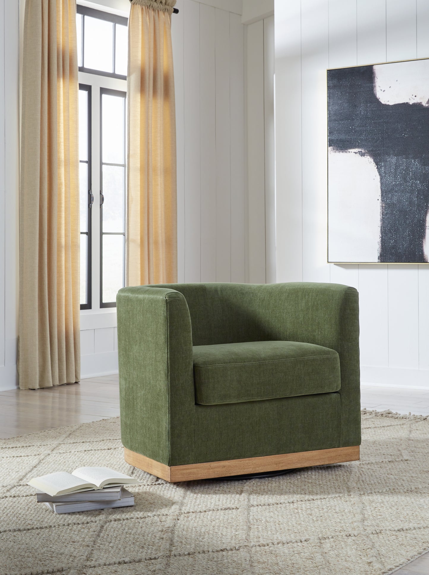 Cassel Furniture Outlet - Ashley Furniture - Jersonlow Swivel Accent Chair - Swivel Accent Chair / Forest Green - A3000696