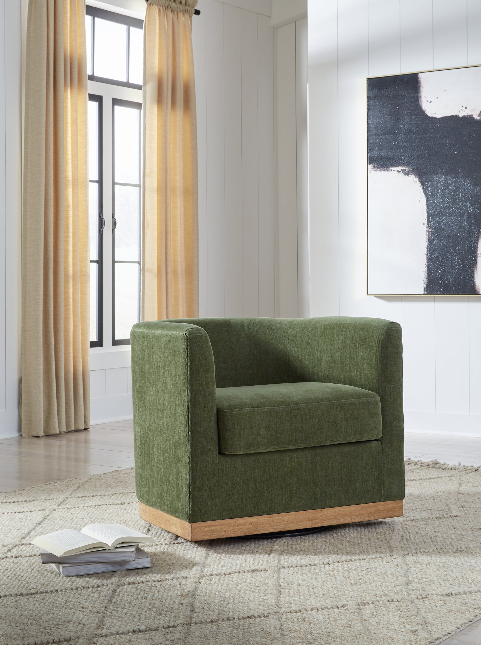 Cassel Furniture Outlet - Ashley Furniture - Jersonlow Swivel Accent Chair - Swivel Accent Chair / Forest Green - A3000696