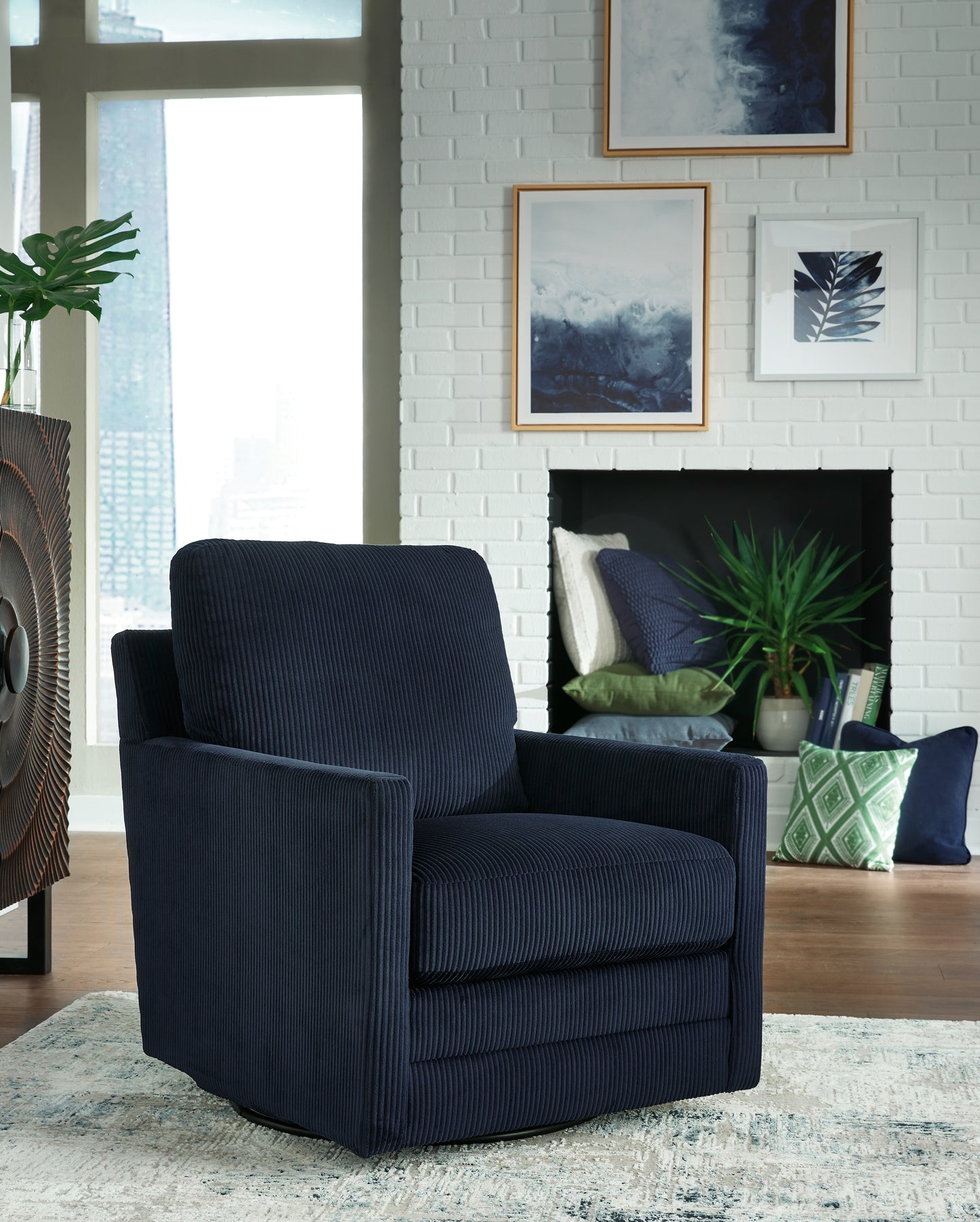 Cassel Furniture Outlet - Ashley Furniture - Icaman Swivel Accent Chair - Swivel Accent Chair / Navy - A3000727