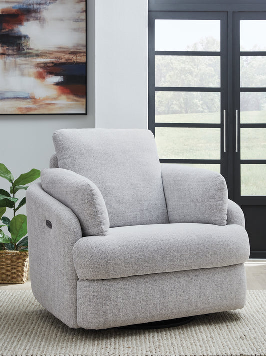 Cassel Furniture Outlet - Ashley Furniture - Alainmont Next-Gen Nuvella Swivel Power Recliner - Swivel Power Recliner / Salt and Pepper - A3000738