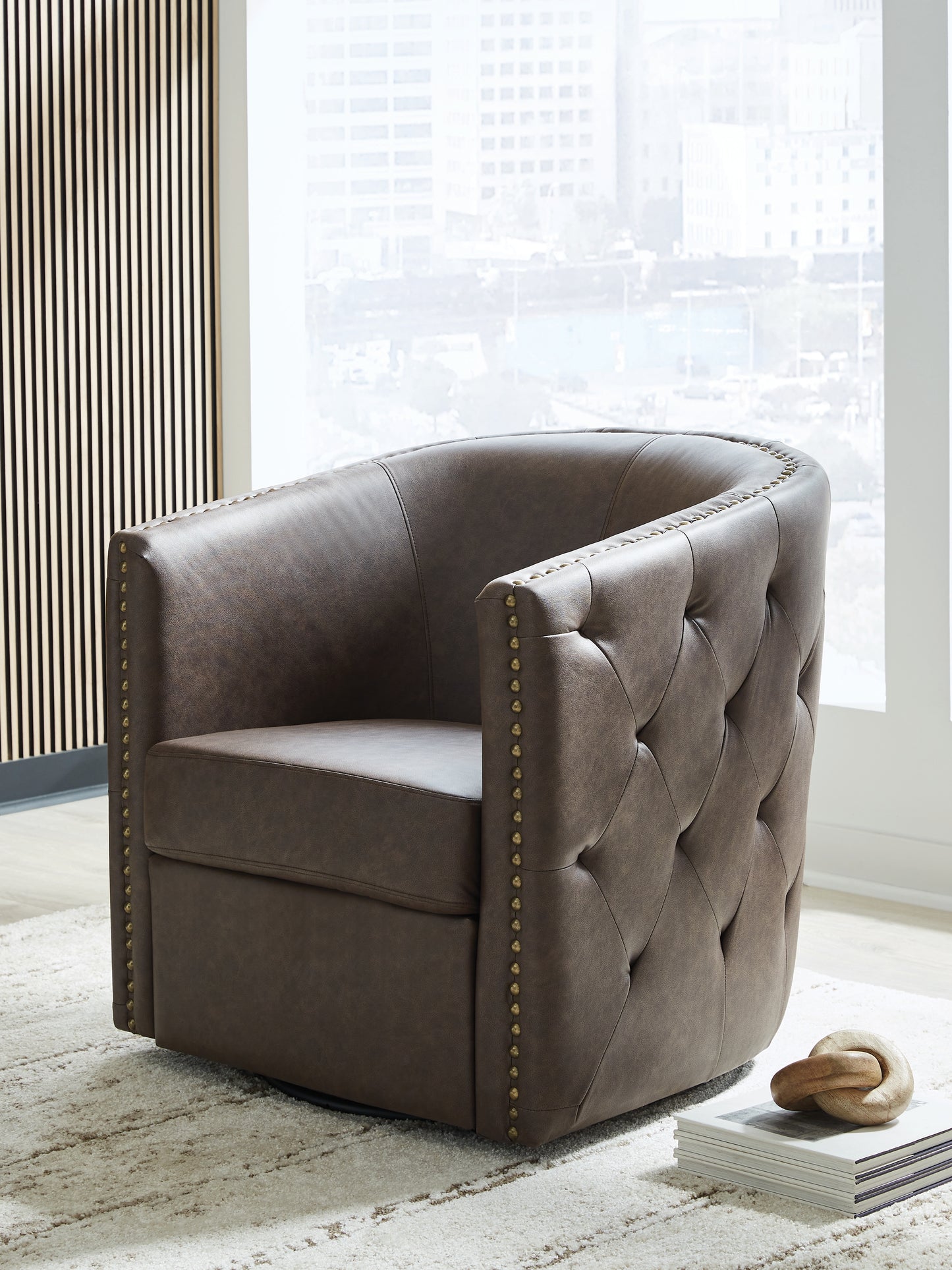 Cassel Furniture Outlet - Ashley Furniture - Brentlow Swivel Accent Chair - Swivel Accent Chair / Granite - A3000741