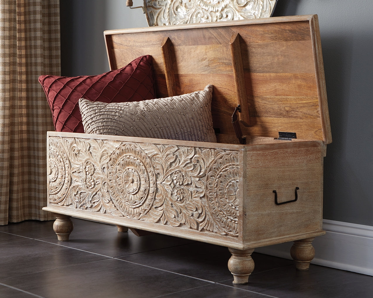 Cassel Furniture Outlet - Ashley Furniture - Fossil Ridge Storage Bench - Storage Bench / Beige / 44"W x 17"D x 17"H - A4000039