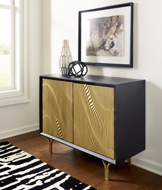 Cassel Furniture Outlet - Ashley Furniture - Tayner Accent Cabinet - Accent Cabinet / Black/Gold Finish - A4000654