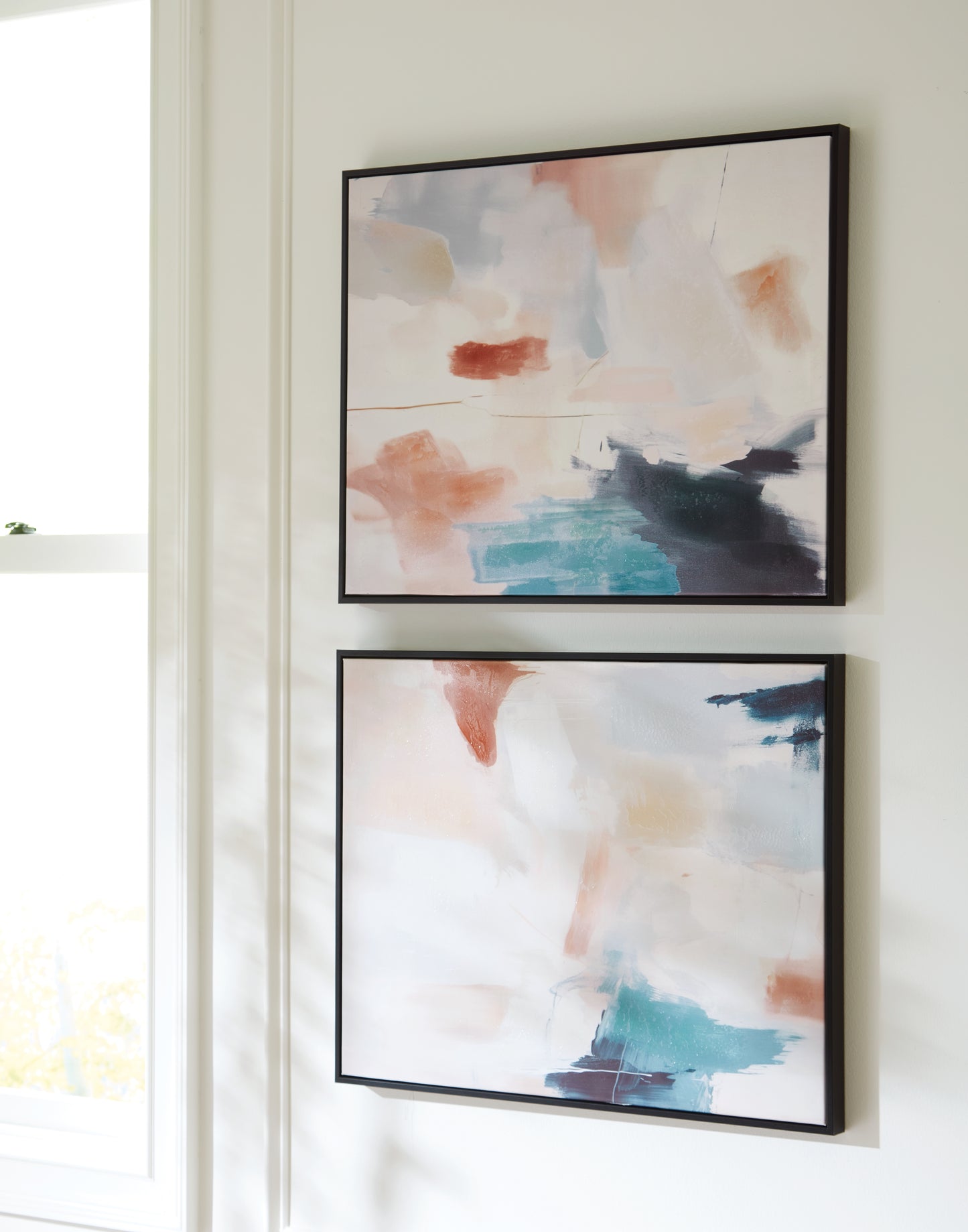 Cassel Furniture Outlet - Ashley Furniture - Caldish Wall Decor - Wall Art Set (Set of 2) / Blue/White/Pink - A8000415