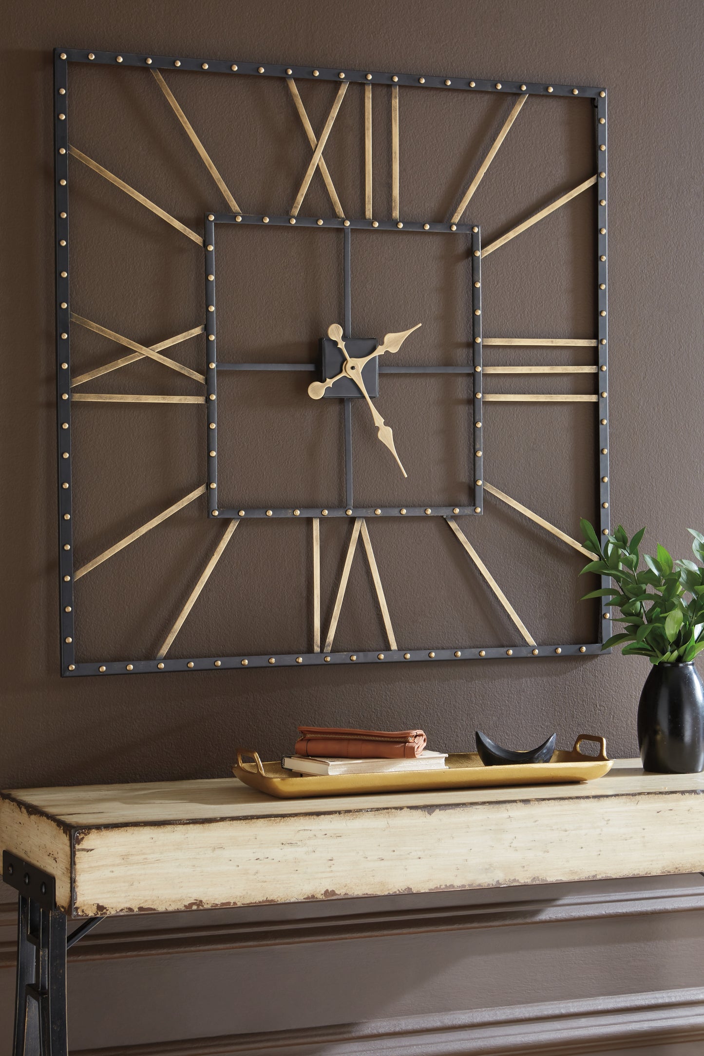 Cassel Furniture Outlet - Ashley Furniture - Thames Wall Decor - Wall Clock / Black/Gold Finish - A8010112