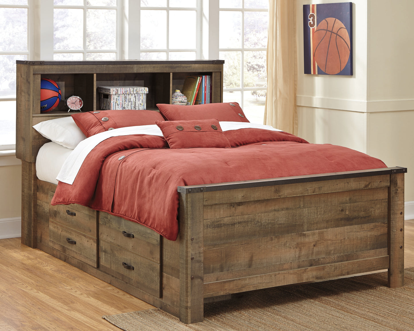 Cassel Furniture Outlet - Ashley Furniture - Trinell Bedroom - Full Panel Bed with 2 Storage Drawers / Brown - B446B10