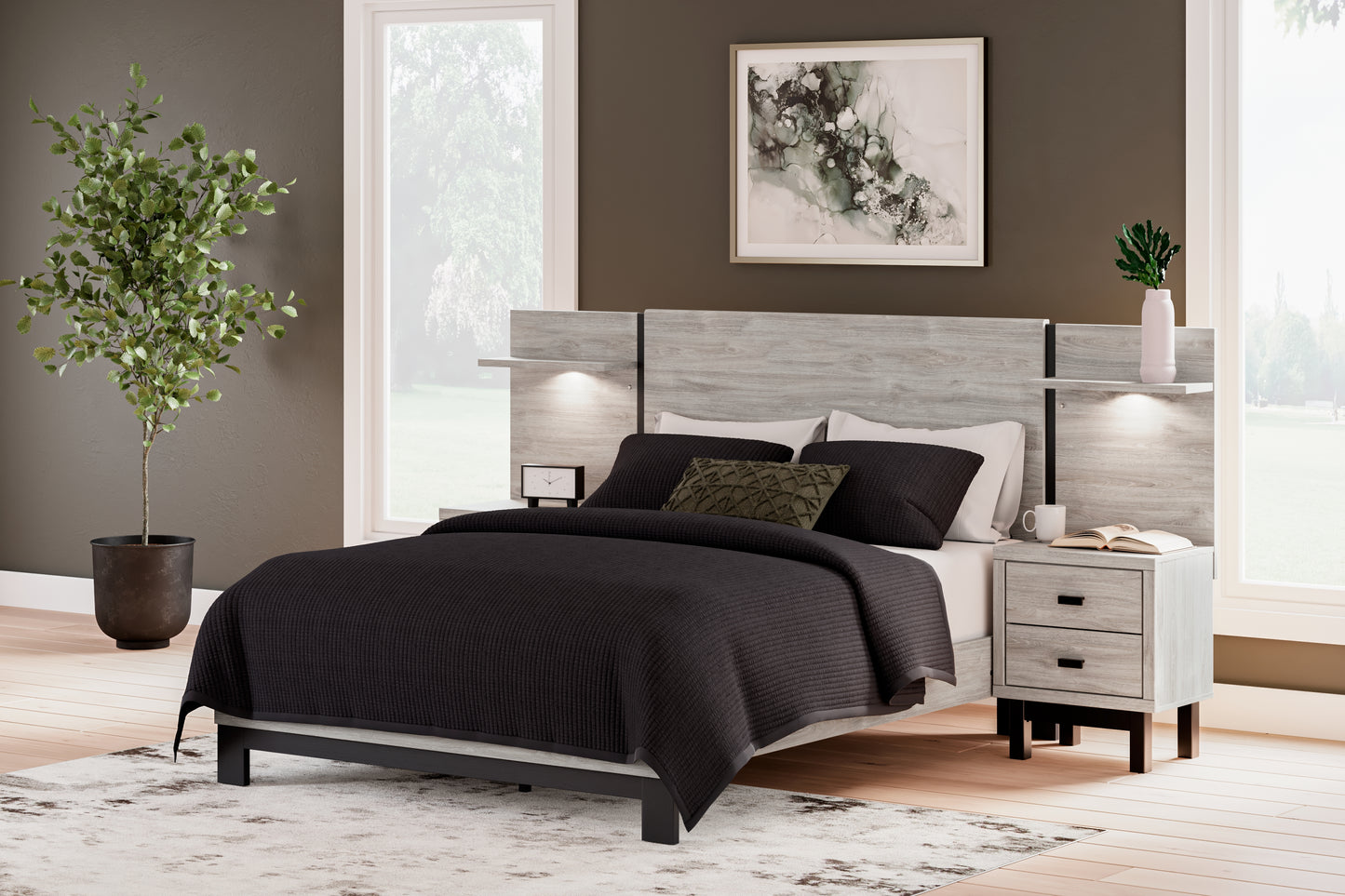 Cassel Furniture Outlet - Ashley Furniture - Vessalli Bedroom - Queen Panel Bed with Extensions / Gray - B1036B5