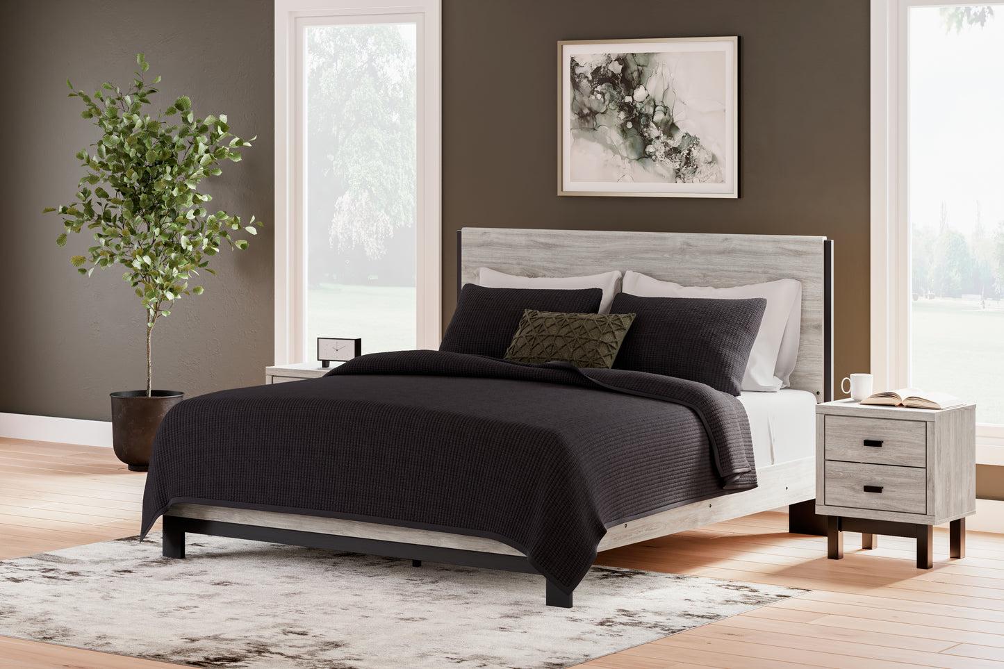 Cassel Furniture Outlet - Ashley Furniture - Vessalli Bedroom - King Panel Bed / Gray - B1036B7