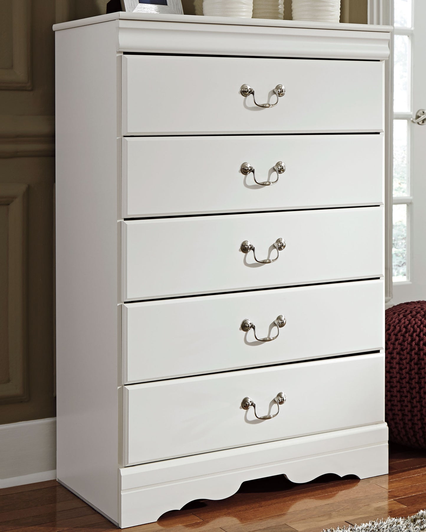 Cassel Furniture Outlet - Ashley Furniture - Anarasia Bedroom - Five Drawer Chest / White - B129-46