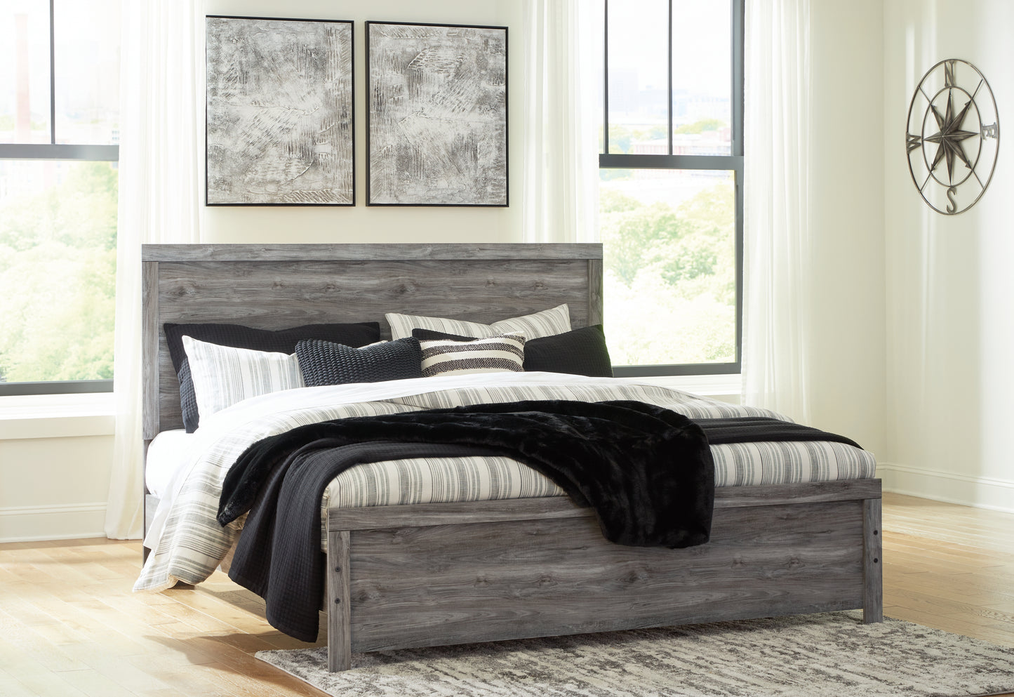 Cassel Furniture Outlet - Ashley Furniture - Bronyan Bedroom - King Panel Bed / Dark Gray - B1290B4