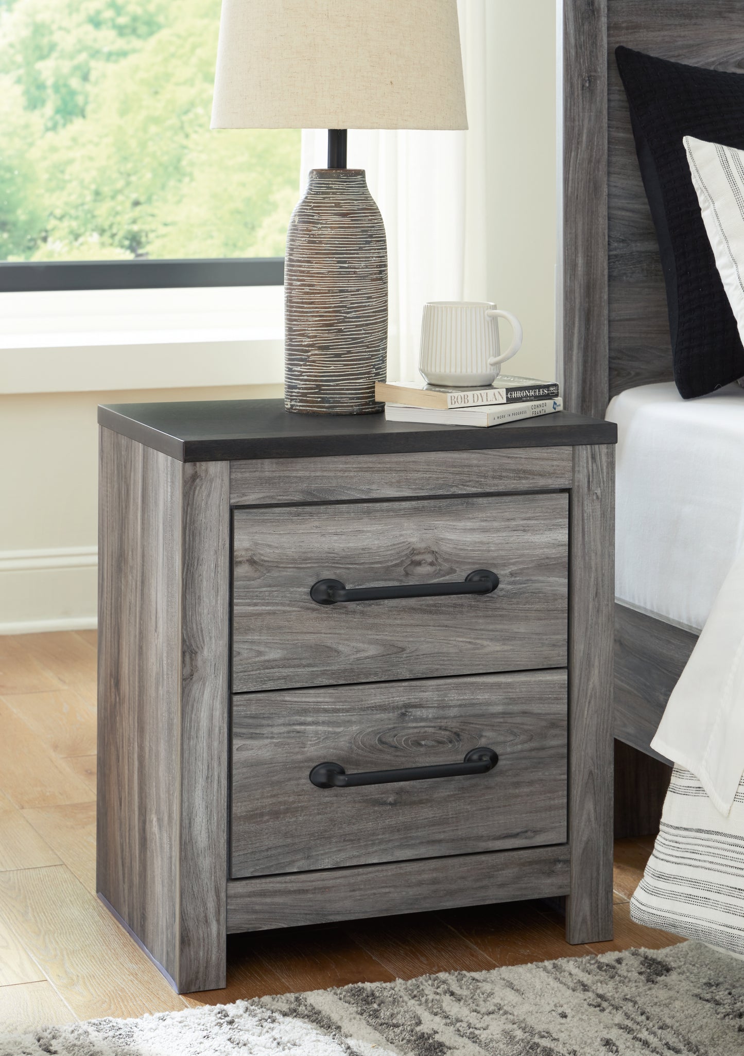 Cassel Furniture Outlet - Ashley Furniture - Bronyan Bedroom - Two Drawer Night Stand / Dark Gray - B1290-92