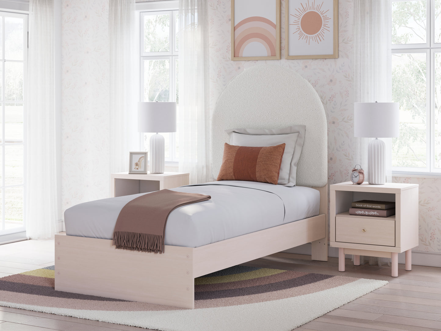 Cassel Furniture Outlet - Ashley Furniture - Wistenpine Bedroom - Twin Upholstered Panel Bed / Blush - B1323B8