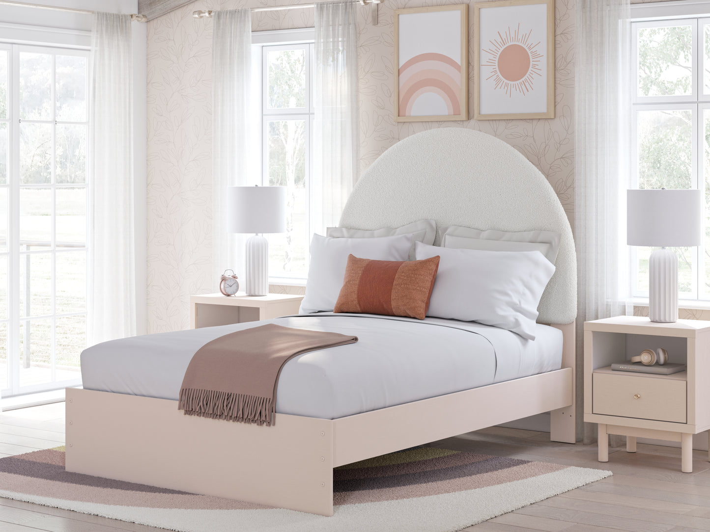 Cassel Furniture Outlet - Ashley Furniture - Wistenpine Bedroom - Full Upholstered Panel Bed / Blush - B1323B9