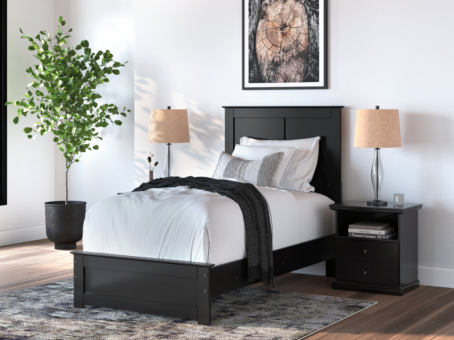 Cassel Furniture Outlet - Ashley Furniture - Maribel Bedroom - Twin Panel Bed / Black - B138B51