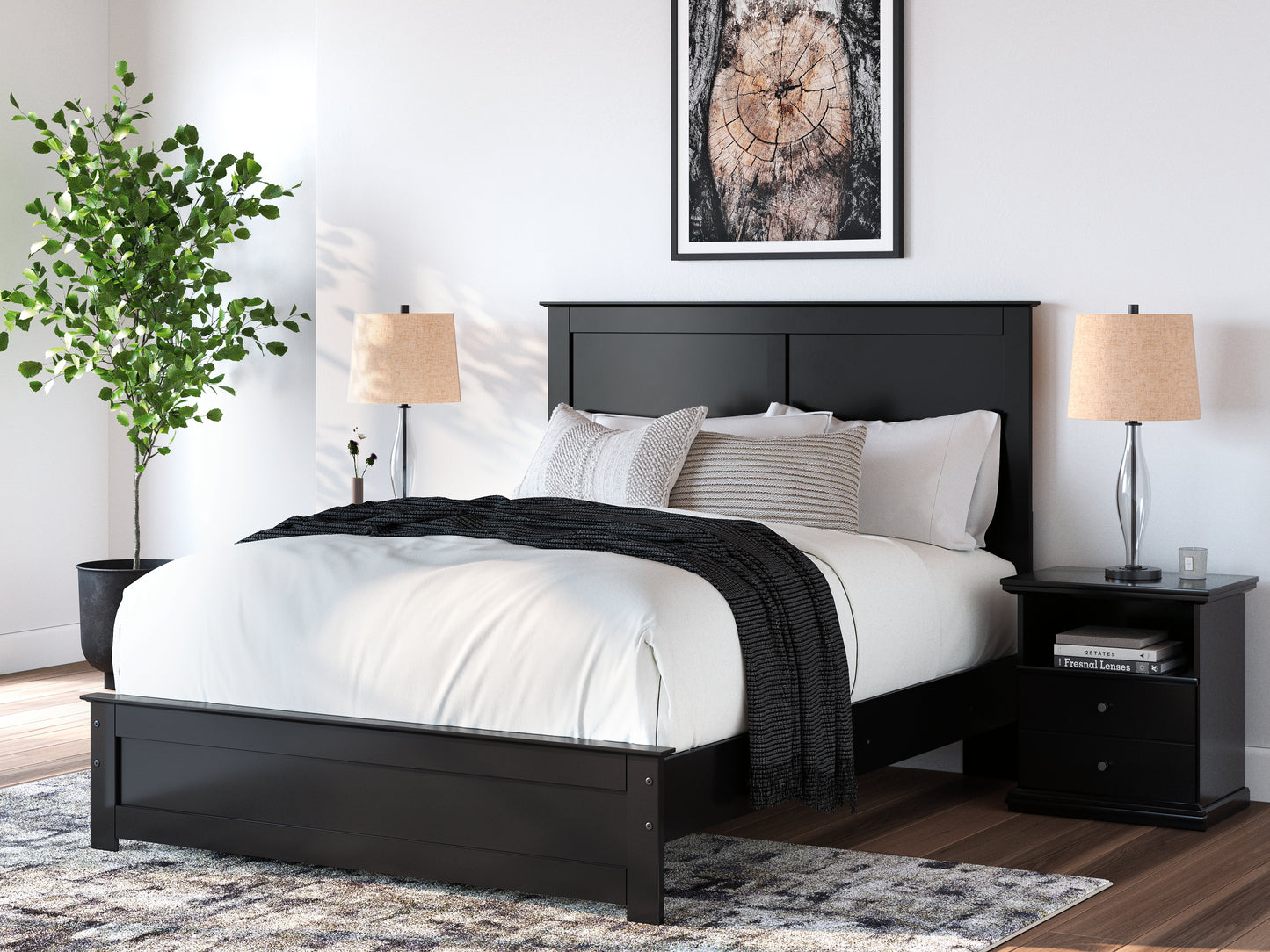 Cassel Furniture Outlet - Ashley Furniture - Maribel Bedroom - Queen Panel Bed / Black - B138B53