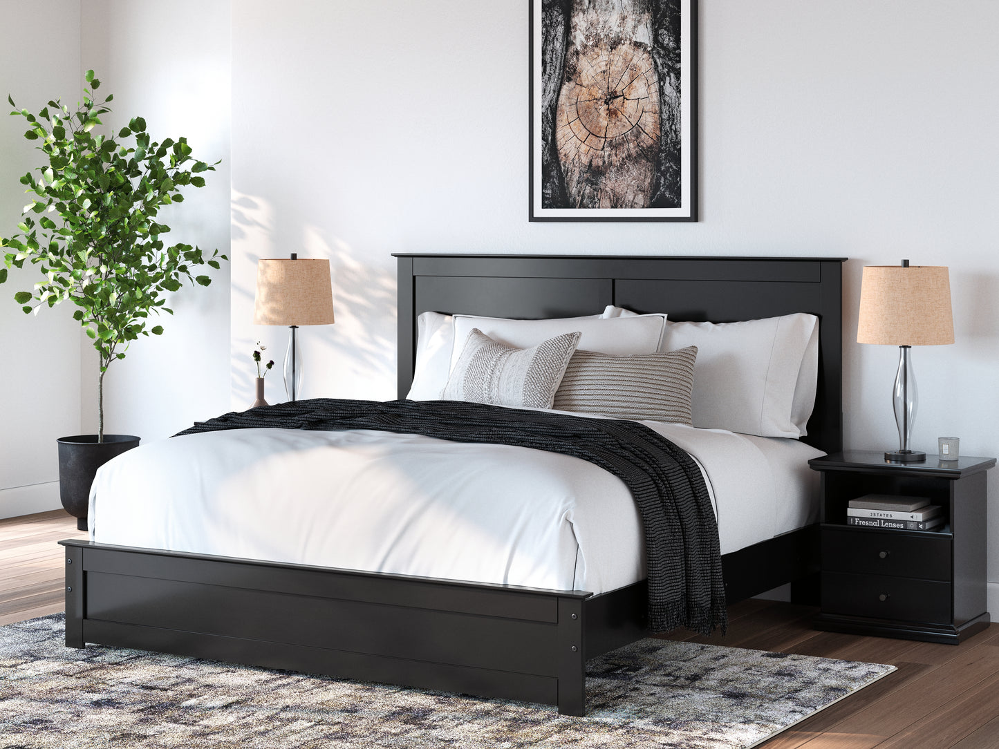 Cassel Furniture Outlet - Ashley Furniture - Maribel Bedroom - King Panel Bed / Black - B138B57