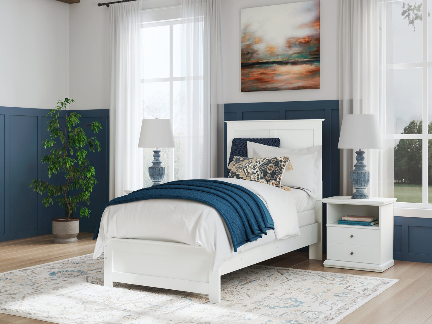 Cassel Furniture Outlet - Ashley Furniture - Bostwick Shoals Bedroom - Twin Panel Bed / White - B139B41