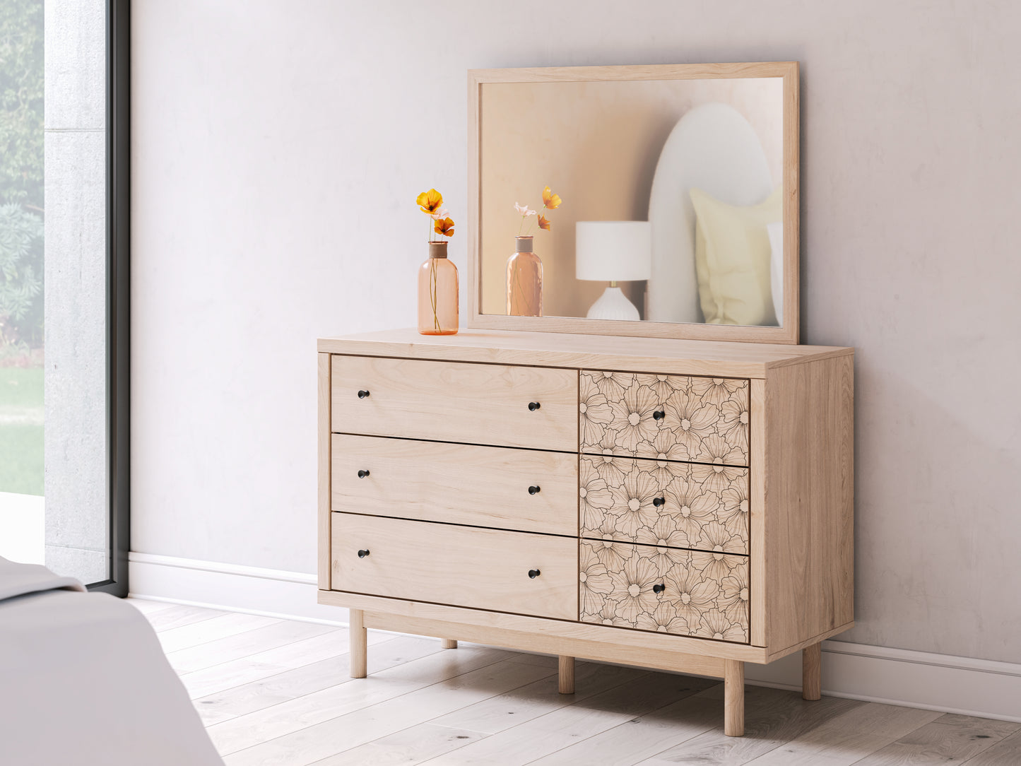 Cassel Furniture Outlet - Ashley Furniture - Arloster Bedroom - Dresser and Mirror / Tan - PCB1566B1
