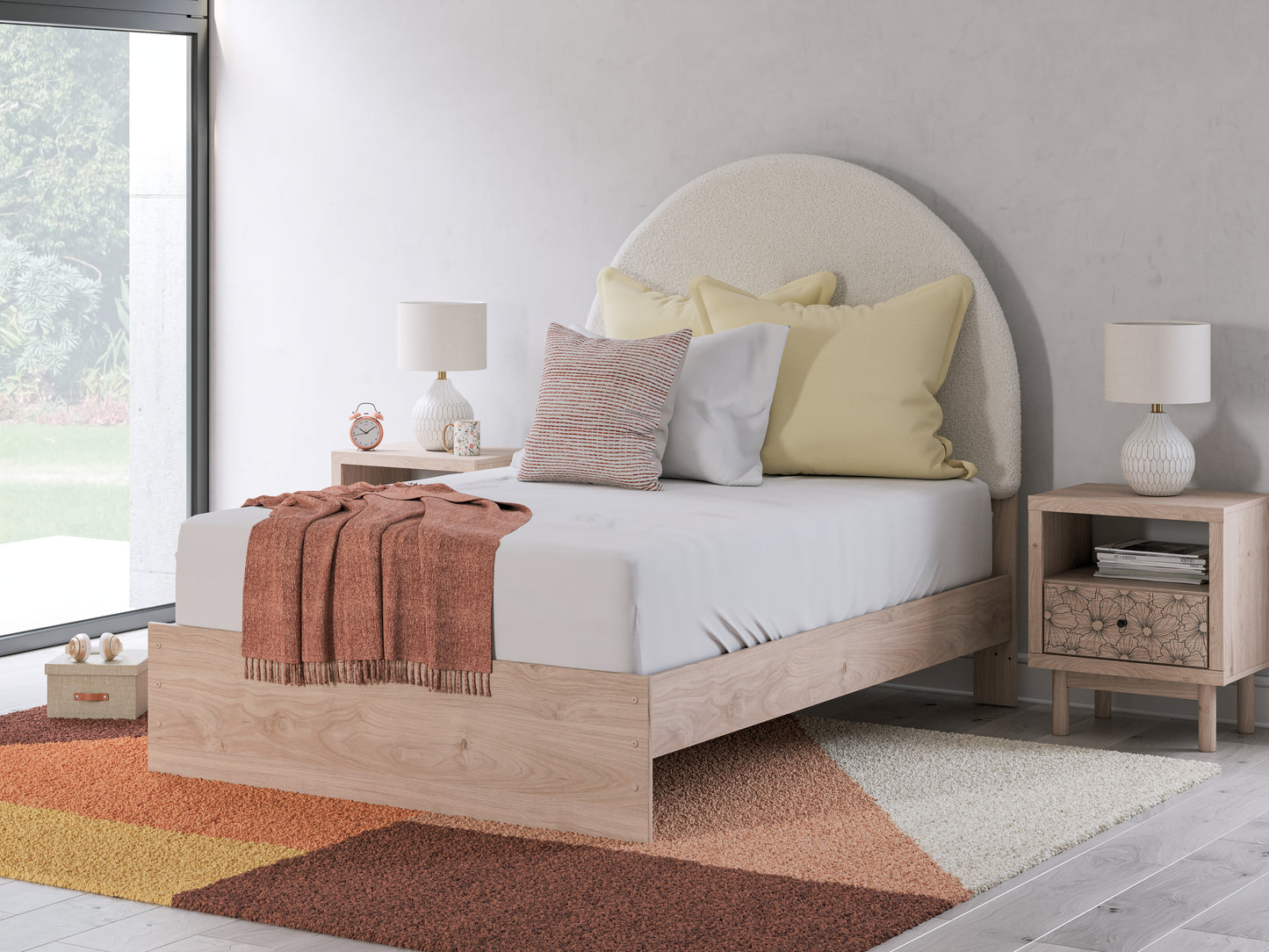 Cassel Furniture Outlet - Ashley Furniture - Arloster Bedroom - Full Upholstered Panel Bed / Tan/White - PCB1566B3